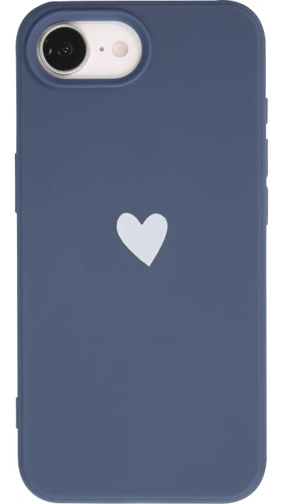 Hülle iPhone 17e / 16e - Gummi Herz blau