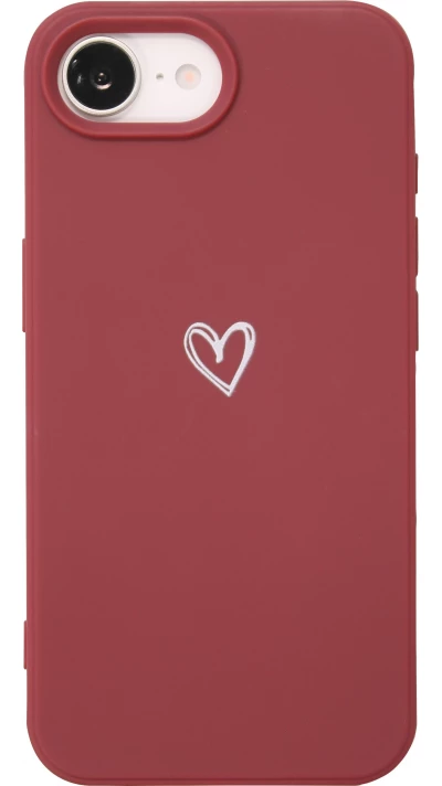 Coque iPhone 17e / 16e - Gel coeur - Rouge