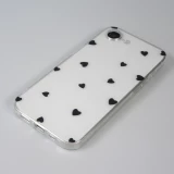 Coque iPhone 17e / 16e - Gel petit coeur transparent - Noir