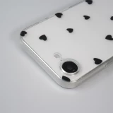Coque iPhone 17e / 16e - Gel petit coeur transparent - Noir