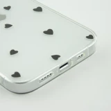 Coque iPhone 17e / 16e - Gel petit coeur transparent - Noir