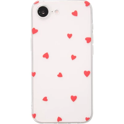 Coque iPhone 17e / 16e - Gel petit coeur transparent - Rouge
