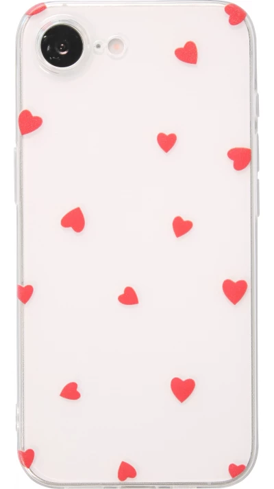 Coque iPhone 17e / 16e - Gel petit coeur transparent - Rouge