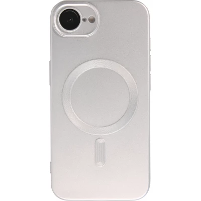 Coque iPhone 17e / 16e - Gel souple avec vitre de protection cam&eacute;ra MagSafe - Argent