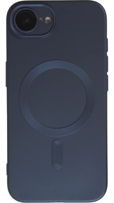 iPhone 16e Case H&uuml;lle - Gummi weich mit Kameraschutzglas MagSafe - Dunkelblau