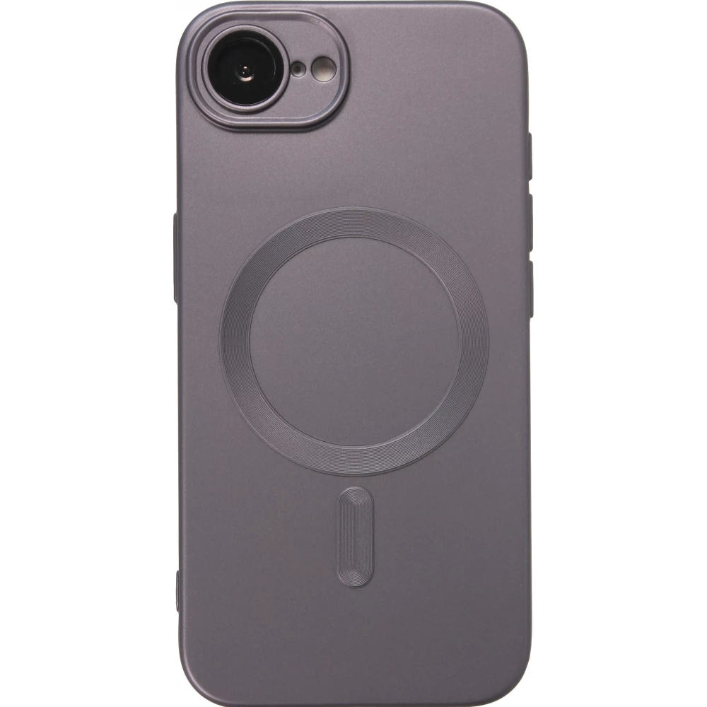 Coque iPhone 16e - Gel souple avec vitre de protection caméra MagSafe - Gris foncé