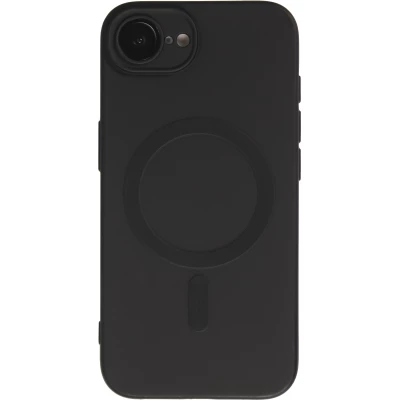 iPhone 16e Case H&uuml;lle - Gummi weich mit Kameraschutzglas MagSafe - Schwarz