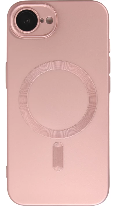 iPhone 16e Case H&uuml;lle - Gummi weich mit Kameraschutzglas MagSafe - Rosa