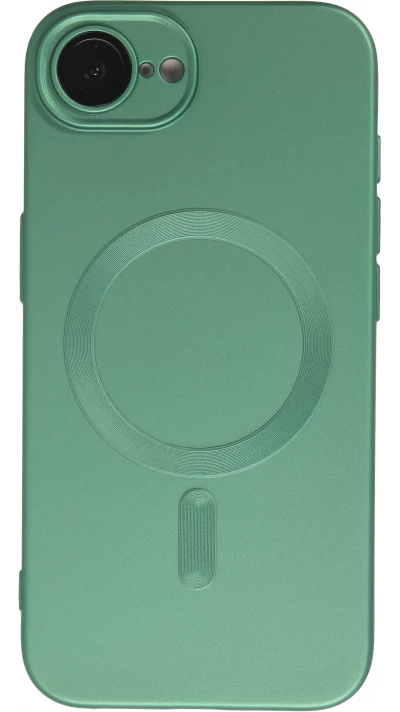 iPhone 16e Case H&uuml;lle - Gummi weich mit Kameraschutzglas MagSafe - Gr&uuml;n