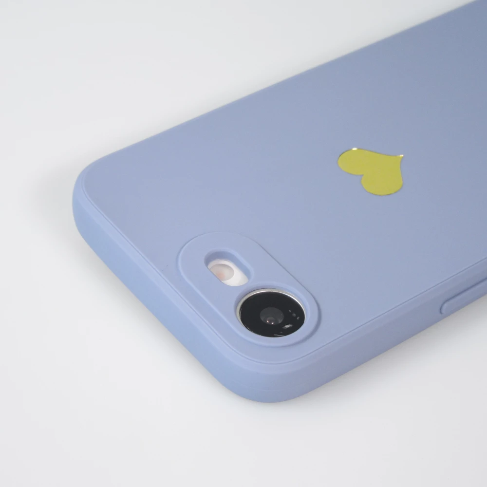 Coque iPhone 17e / 16e - Silicone Mat Coeur doré - Bleu
