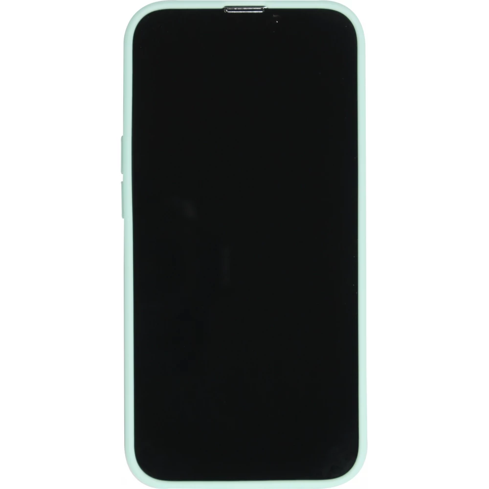 Coque iPhone 17e / 16e - Silicone Mat Coeur doré - Turquoise
