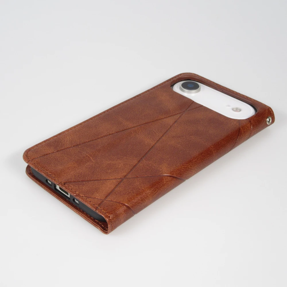Hülle iPhone Air - Flip Geometrisch dunkel- Braun