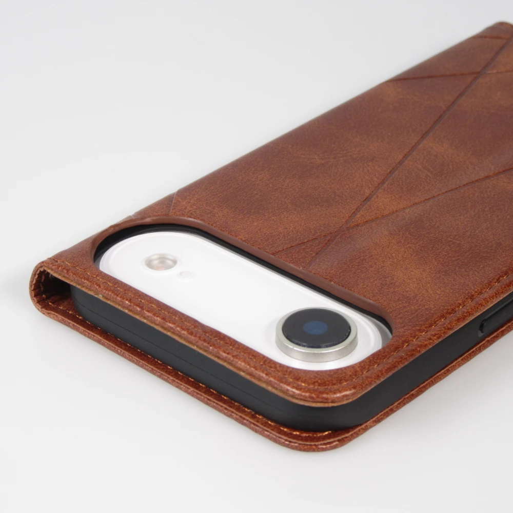 Hülle iPhone Air - Flip Geometrisch dunkel- Braun