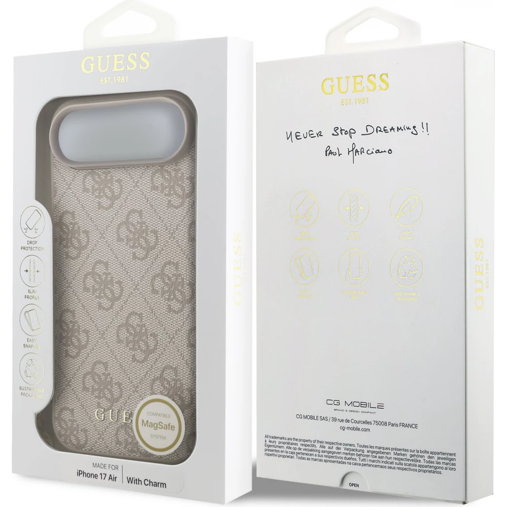 iPhone 17 Air Case Hülle - Guess 4G Charm Elegante Schutz Raffiniertes Design Trendaccessoire - Rosa