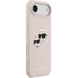 Coque iPhone 17 Air - Karl Lagerfeld Liquid en silicone avec design tête Karl et Choupette compatible MagSafe - Rose