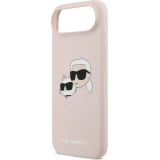 Coque iPhone 17 Air - Karl Lagerfeld Liquid en silicone avec design tête Karl et Choupette compatible MagSafe - Rose