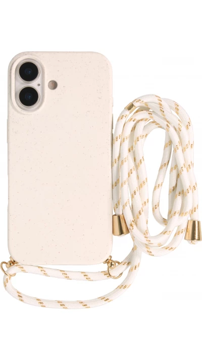 Coque iPhone 17 - Bio Eco-Friendly nature avec cordon collier - Blanc