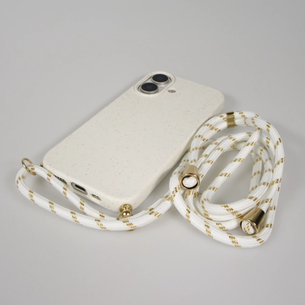 Coque iPhone 17 - Bio Eco-Friendly nature avec cordon collier - Blanc