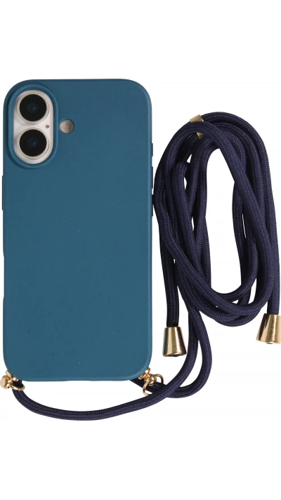 Coque iPhone 17 - Bio Eco-Friendly nature avec cordon collier - Bleu