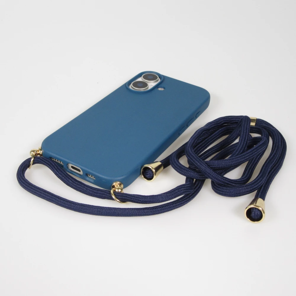 iPhone 17 Case Hülle - Bio Eco-Friendly Vegan mit Handykette Necklace blau