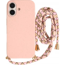 Coque iPhone 17 - Bio Eco-Friendly nature avec cordon collier - Rose