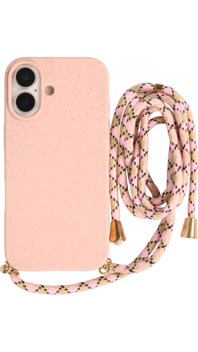 Coque iPhone 17 - Bio Eco-Friendly nature avec cordon collier - Rose