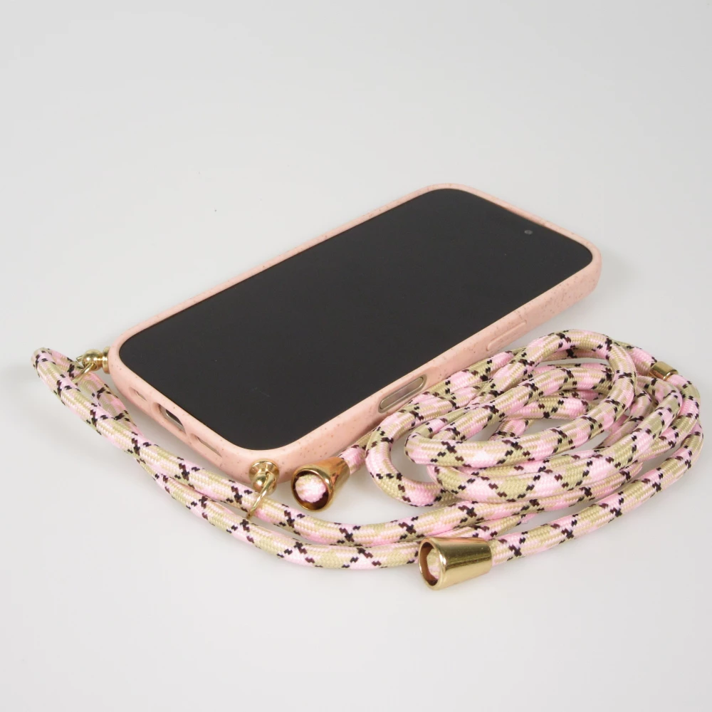Coque iPhone 17 - Bio Eco-Friendly nature avec cordon collier - Rose