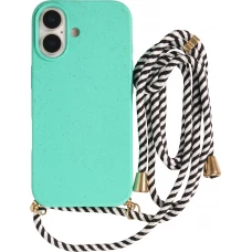 Coque iPhone 17 - Bio Eco-Friendly nature avec cordon collier - Turquoise