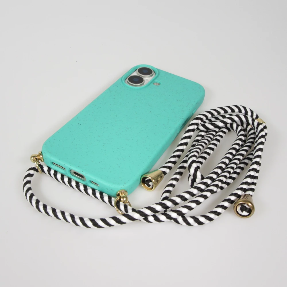 Coque iPhone 17 - Bio Eco-Friendly nature avec cordon collier - Turquoise