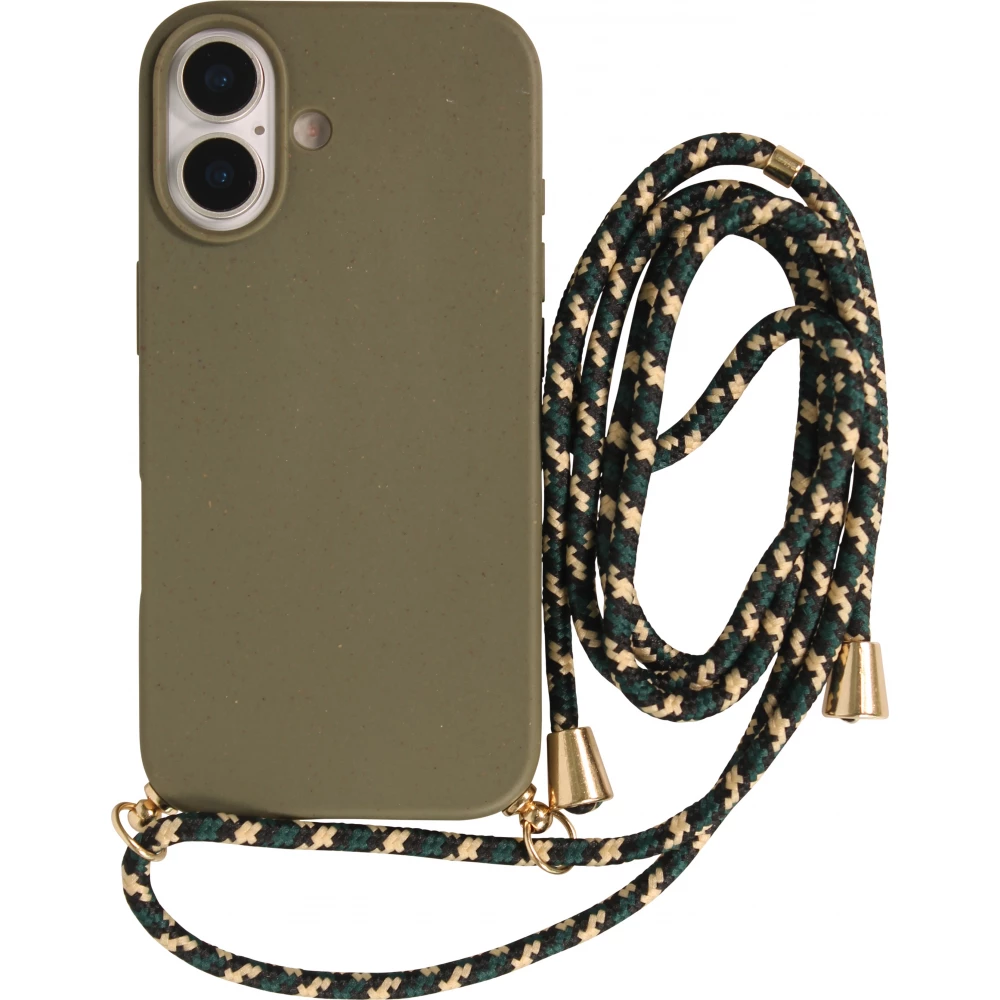 iPhone 17 Case Hülle - Bio Eco-Friendly Vegan mit Handykette Necklace - Dunkelgrün