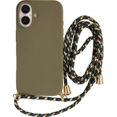 iPhone 17 Case Hülle - Bio Eco-Friendly Vegan mit Handykette Necklace - Dunkelgrün