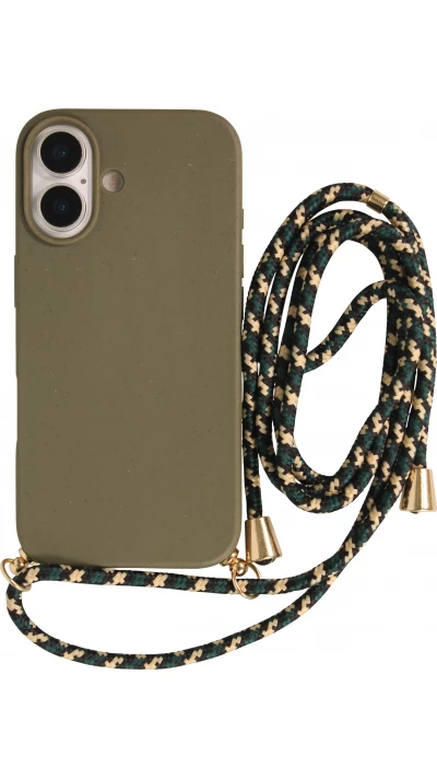 Coque iPhone 17 - Bio Eco-Friendly nature avec cordon collier - Vert foncé