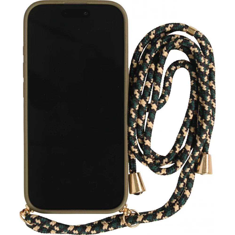 iPhone 17 Case Hülle - Bio Eco-Friendly Vegan mit Handykette Necklace - Dunkelgrün