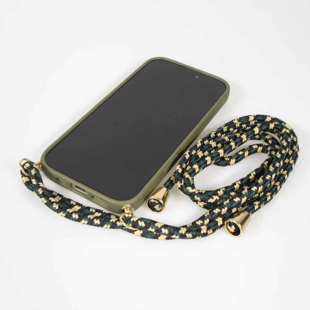 iPhone 17 Case Hülle - Bio Eco-Friendly Vegan mit Handykette Necklace - Dunkelgrün