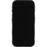 Coque iPhone 17 - Bold stripes à rayures noires et blanches double protection avec intérieur en silicone et extérieur en plastique rigide - Noir