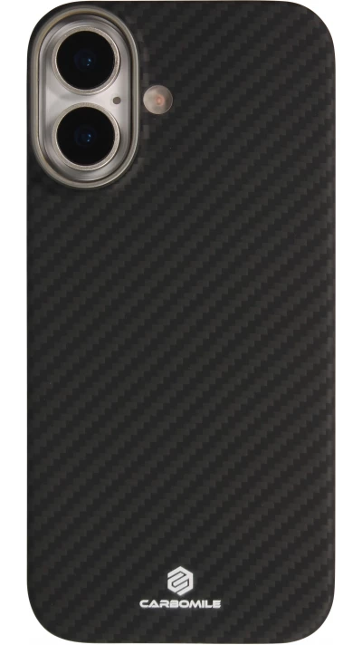 iPhone 17 Case Hülle - Carbomile Schutzcase aus echtem Aramid Carbonfaser - Schwarz