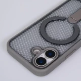 Coque iPhone 17 - Design perfor&eacute; semi-transparent MagSafe avec support int&eacute;gr&eacute; et bords renforc&eacute;s en silicone - Gris