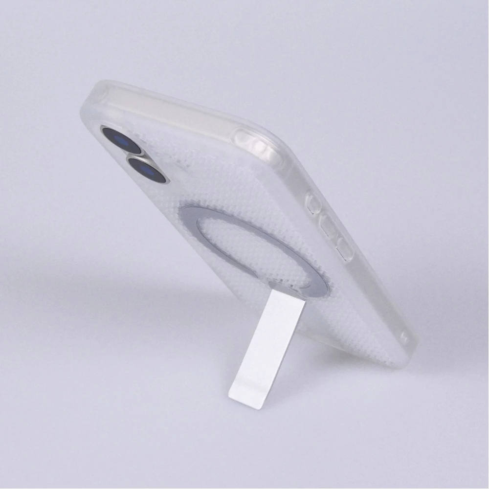 Coque iPhone 17 - Design perfor&eacute; semi-transparent MagSafe avec support int&eacute;gr&eacute; et bords renforc&eacute;s en silicone - Transparent
