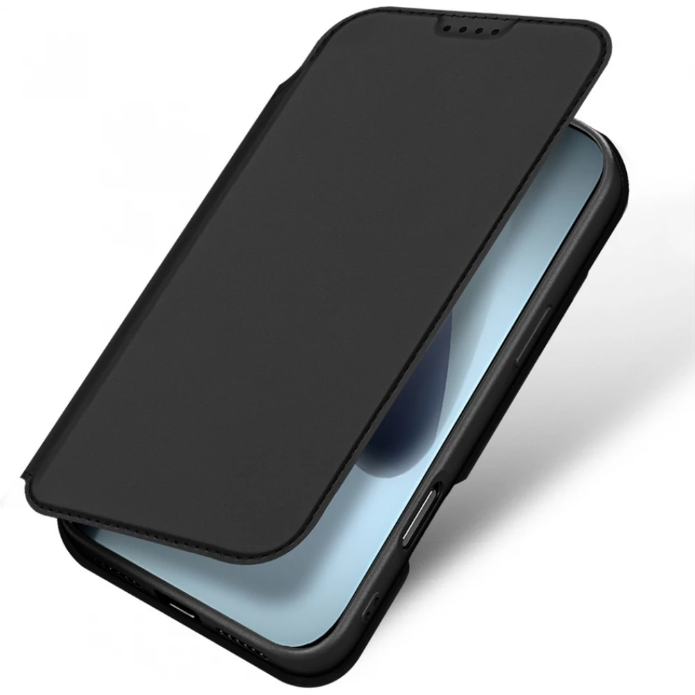 Coque iPhone 17 - Dux Ducis Skin Pro avec rabat et emplacement pour cartes en cuir synth&eacute;tique PU et TPU flexible  - Noir