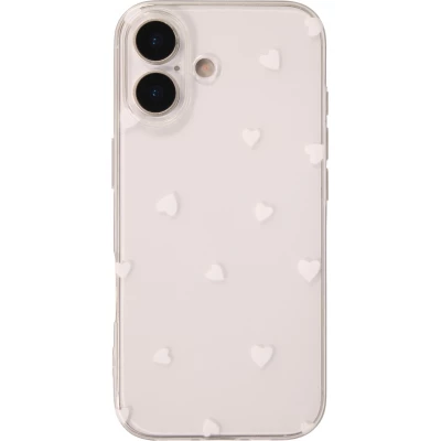 Coque iPhone 17 - Gel petit coeur transparent - Blanc