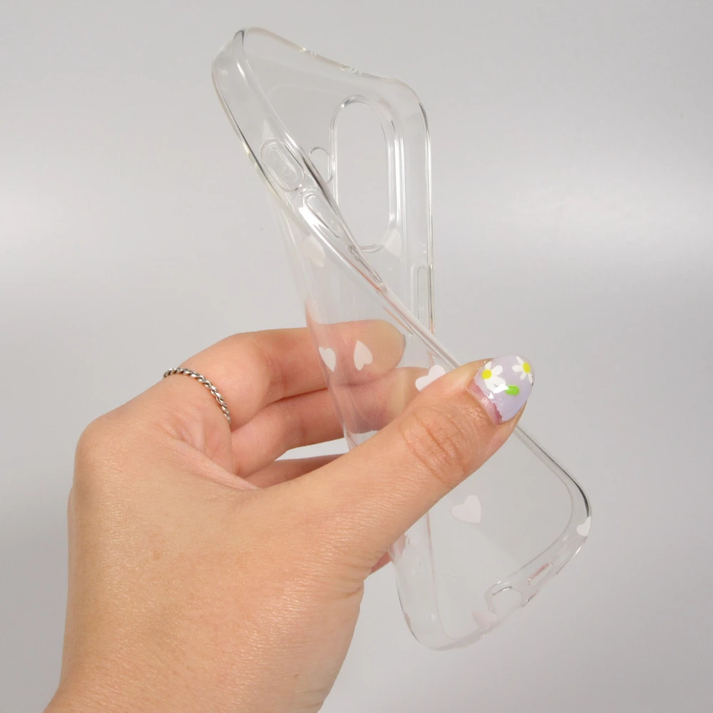 Coque iPhone 17 - Gel petit coeur transparent - Blanc