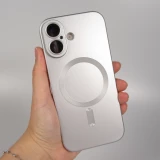 Coque iPhone 17 - Gel souple avec vitre de protection caméra MagSafe - Argent