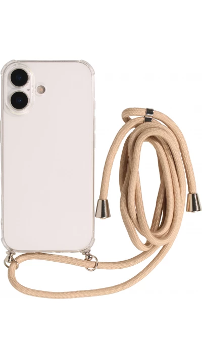 Coque iPhone 17 - Gel transparent avec lacet beige