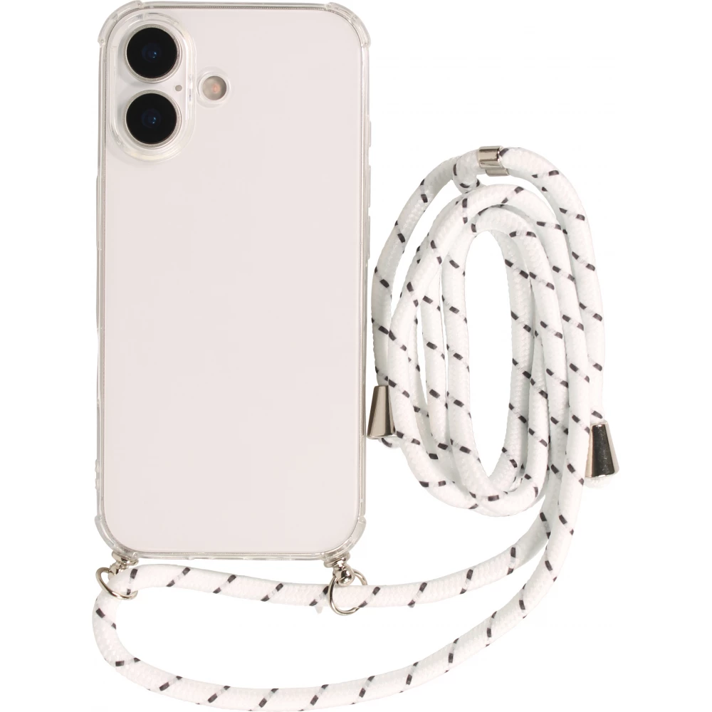 Coque iPhone 17 - Gel transparent avec lacet - Blanc tacheté