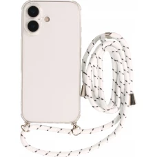 Coque iPhone 17 - Gel transparent avec lacet - Blanc tacheté