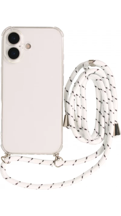 Coque iPhone 17 - Gel transparent avec lacet - Blanc tacheté