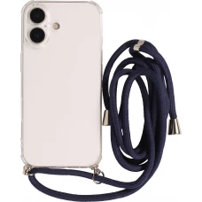 Coque iPhone 17 - Gel transparent avec lacet - Bleu