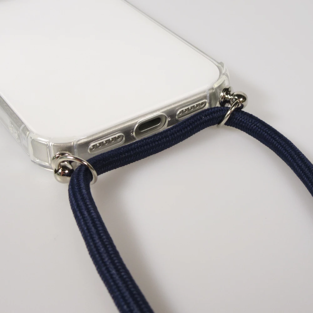 Coque iPhone 17 - Gel transparent avec lacet - Bleu