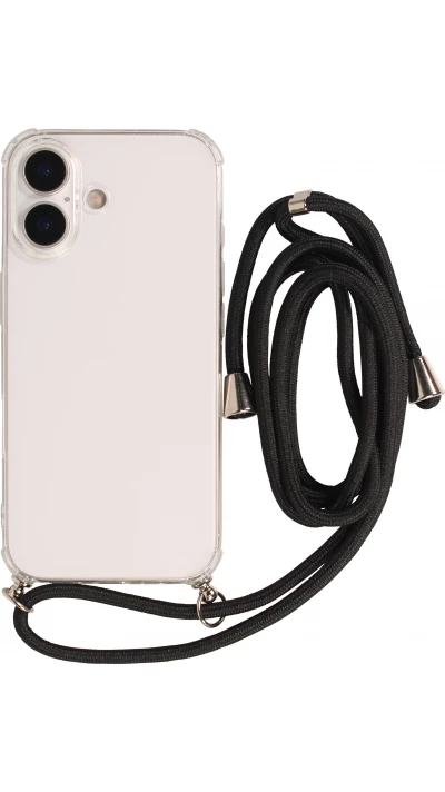Coque iPhone 17 - Gel transparent avec lacet - Noir