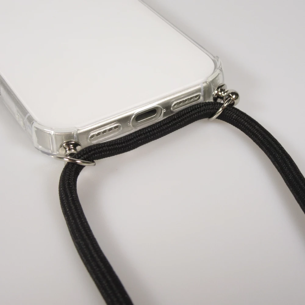 Coque iPhone 17 - Gel transparent avec lacet - Noir